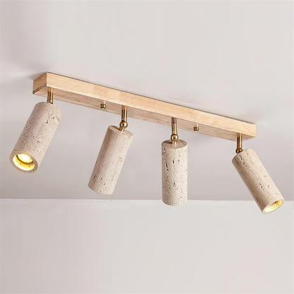 Three Adjustable Heads Dimmable Walnut Canopy Ceiling Spotlight