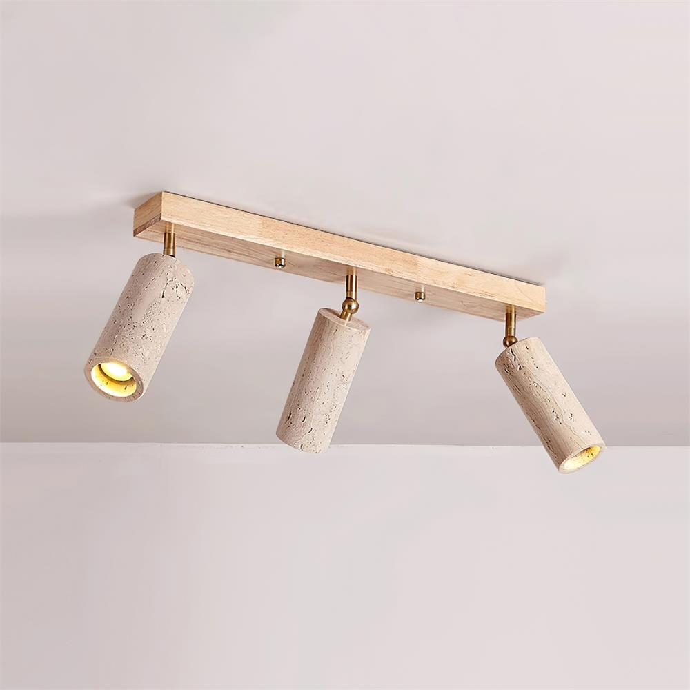 Three Adjustable Heads Dimmable Walnut Canopy Ceiling Spotlight