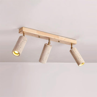 Three Adjustable Heads Dimmable Walnut Canopy Ceiling Spotlight