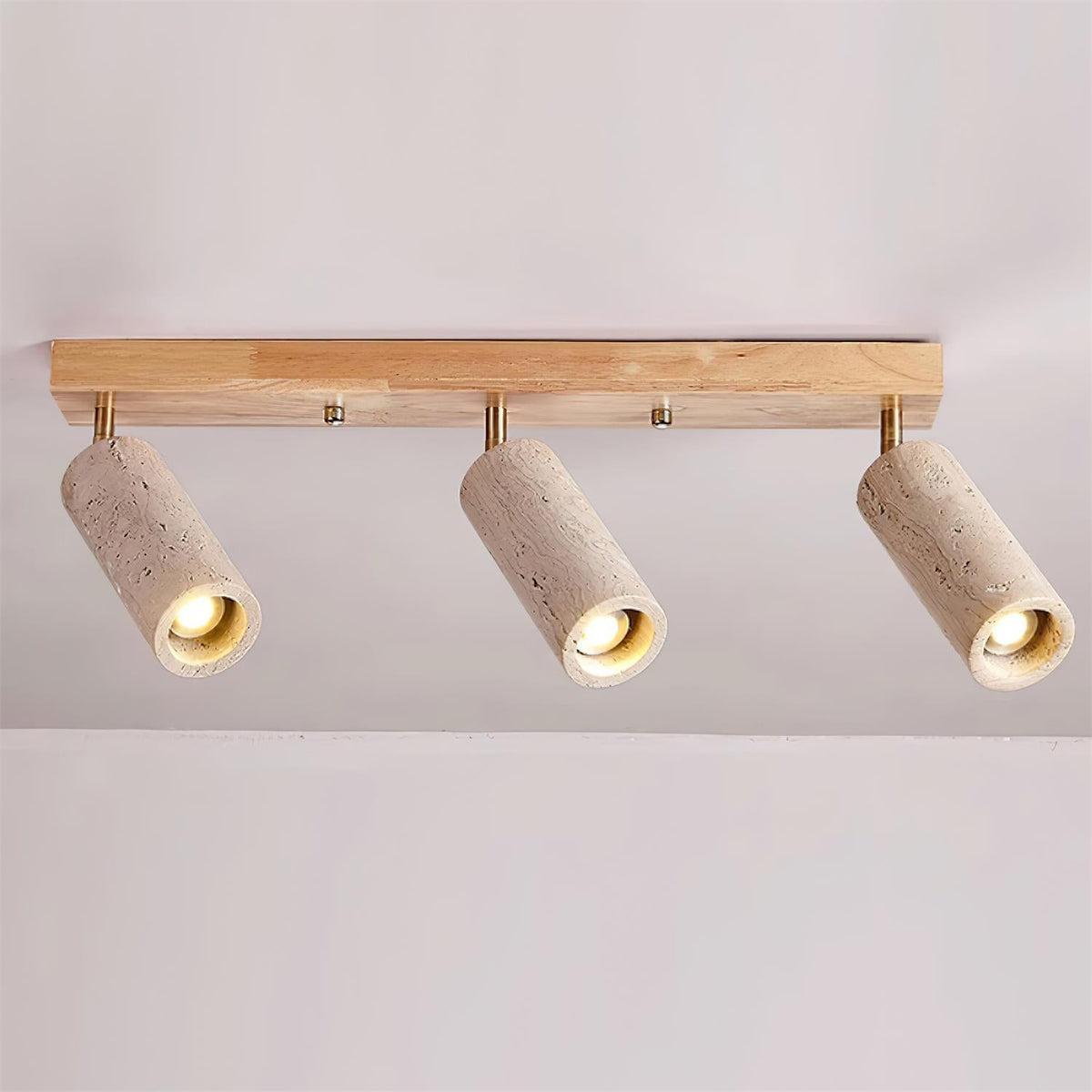 Three Adjustable Heads Dimmable Walnut Canopy Ceiling Spotlight