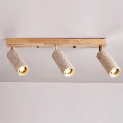 Three Adjustable Heads Dimmable Walnut Canopy Ceiling Spotlight