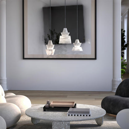 Pendant Light Layered Soft Glow With White Alabaster