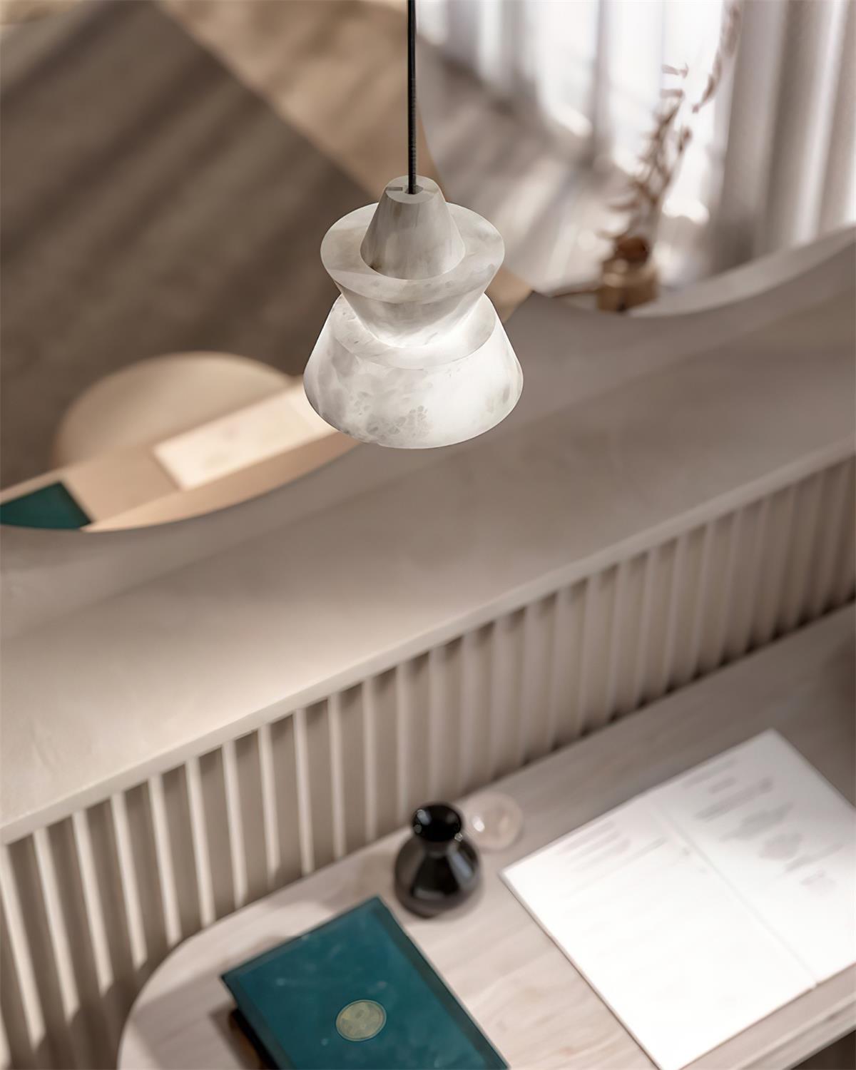Pendant Light Layered Soft Glow With White Alabaster
