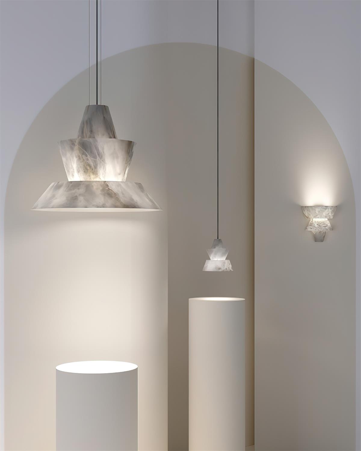 Pendant Light Layered Soft Glow With White Alabaster