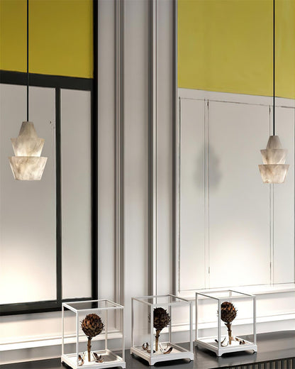 Pendant Light Layered Soft Glow With White Alabaster