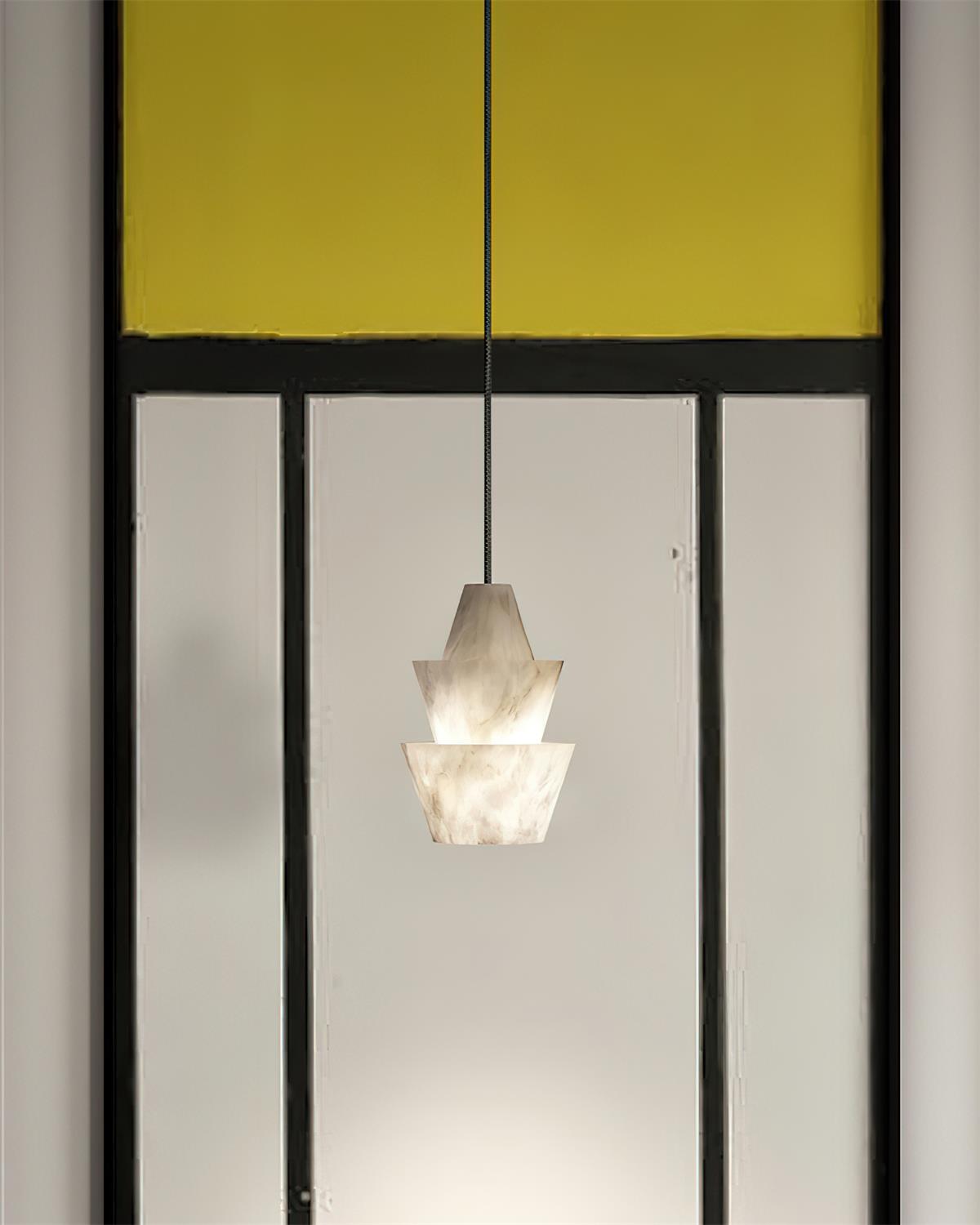 Pendant Light Layered Soft Glow With White Alabaster