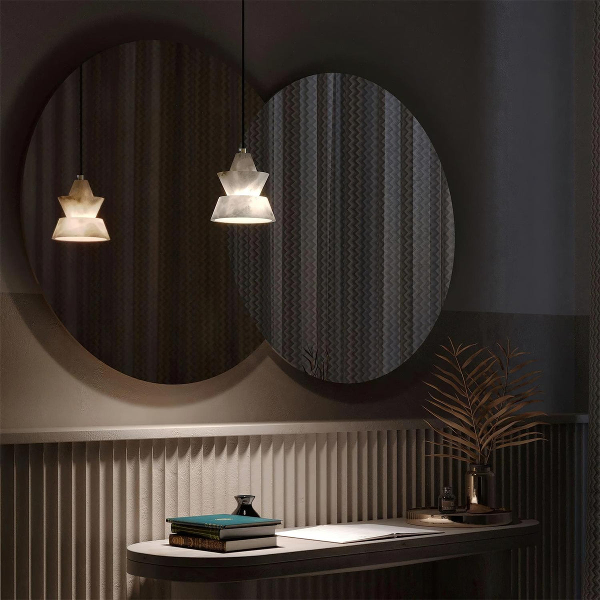Pendant Light Layered Soft Glow With White Alabaster