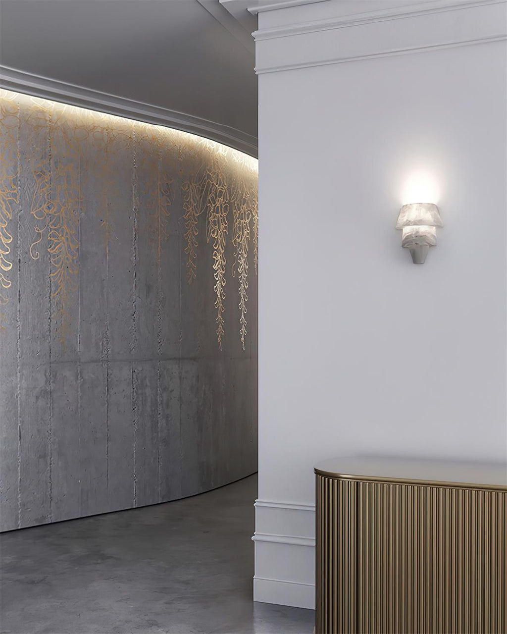 Wall Lamp With G9 Socket Elegant White Alabaster