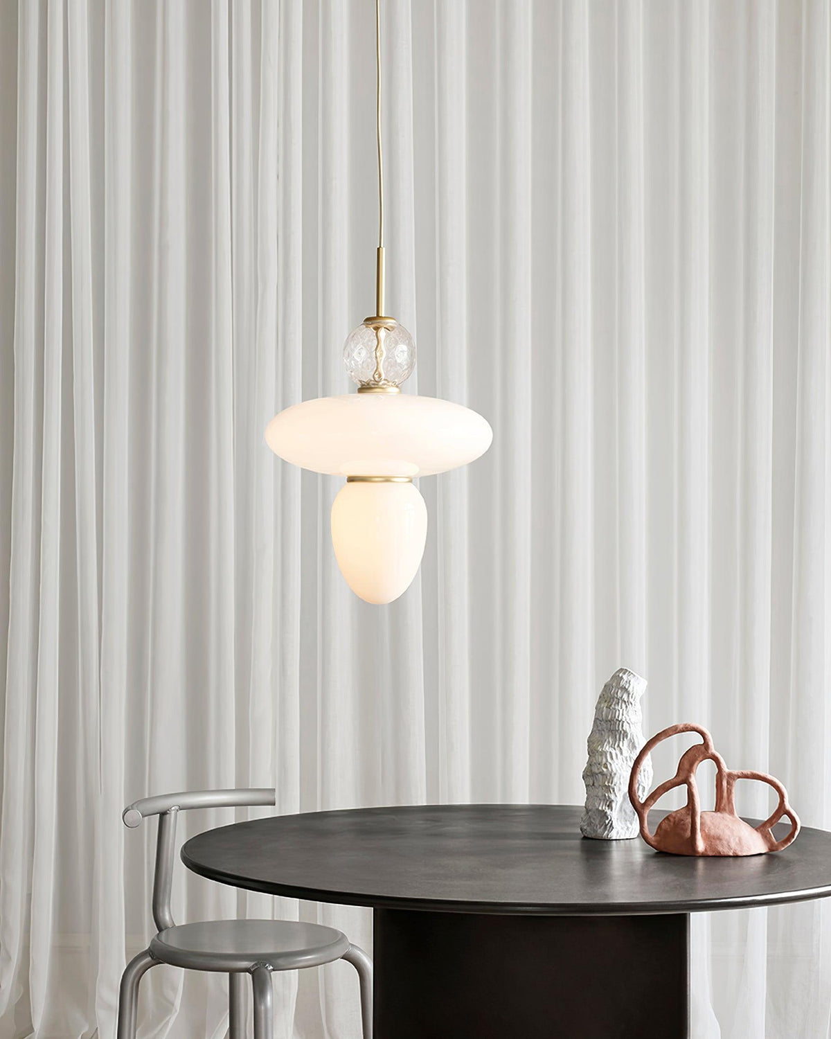 Integrated LED Brass and Glass Pendant Light