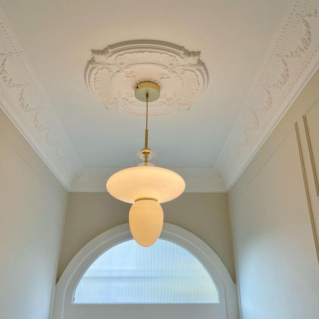 Integrated LED Brass and Glass Pendant Light