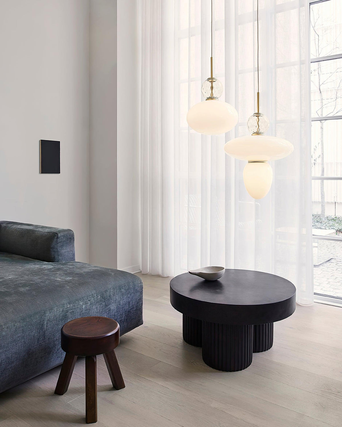 Integrated LED Brass and Glass Pendant Light