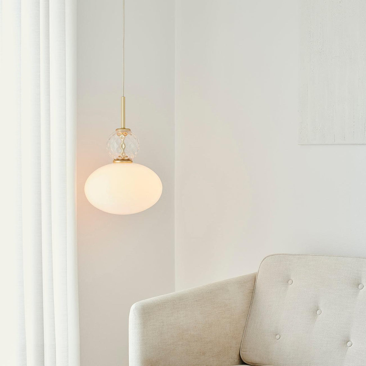 Integrated LED Brass and Glass Pendant Light