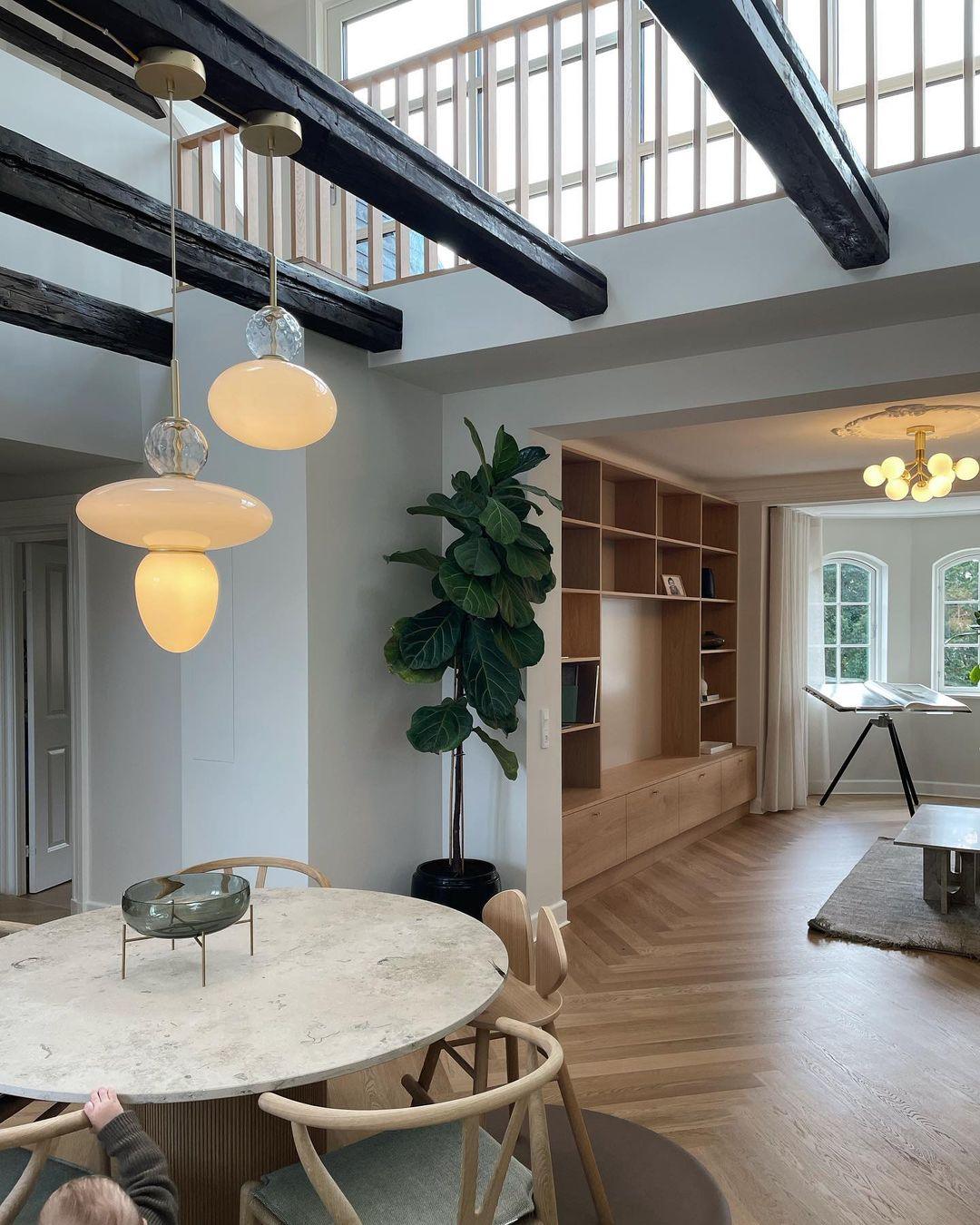 Integrated LED Brass and Glass Pendant Light