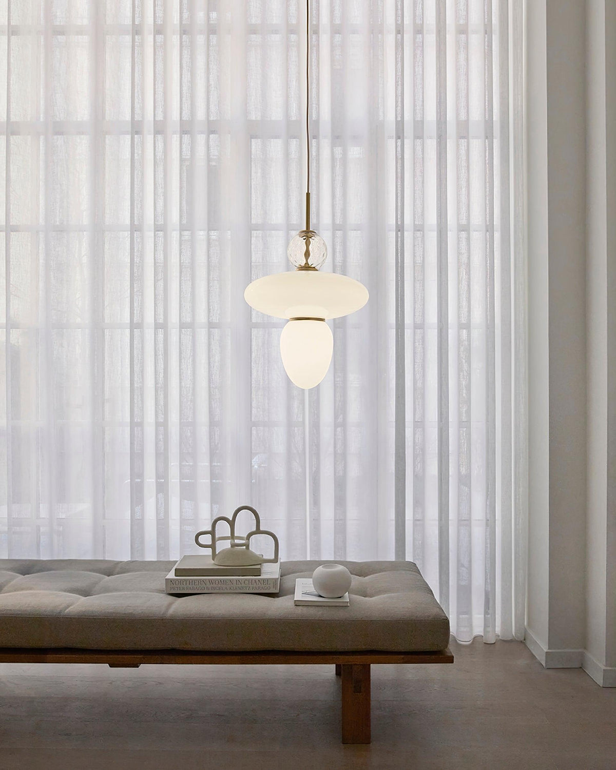 Integrated LED Brass and Glass Pendant Light