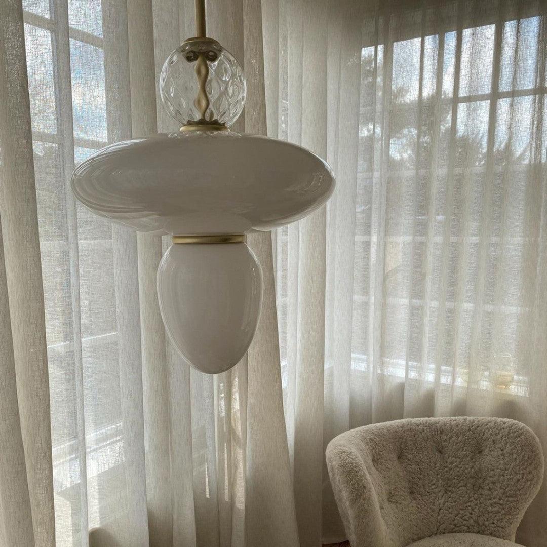 Integrated LED Brass and Glass Pendant Light