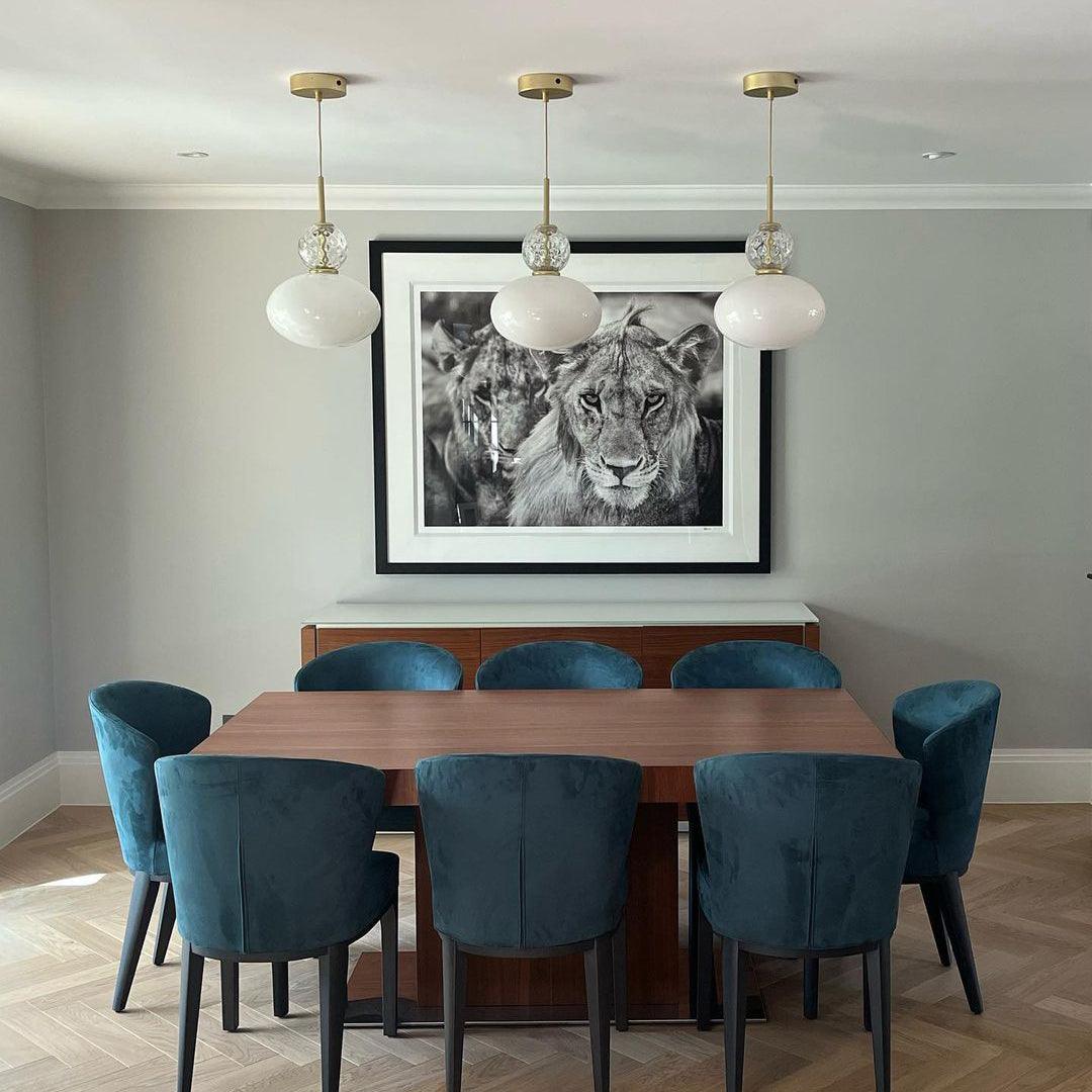 Integrated LED Brass and Glass Pendant Light