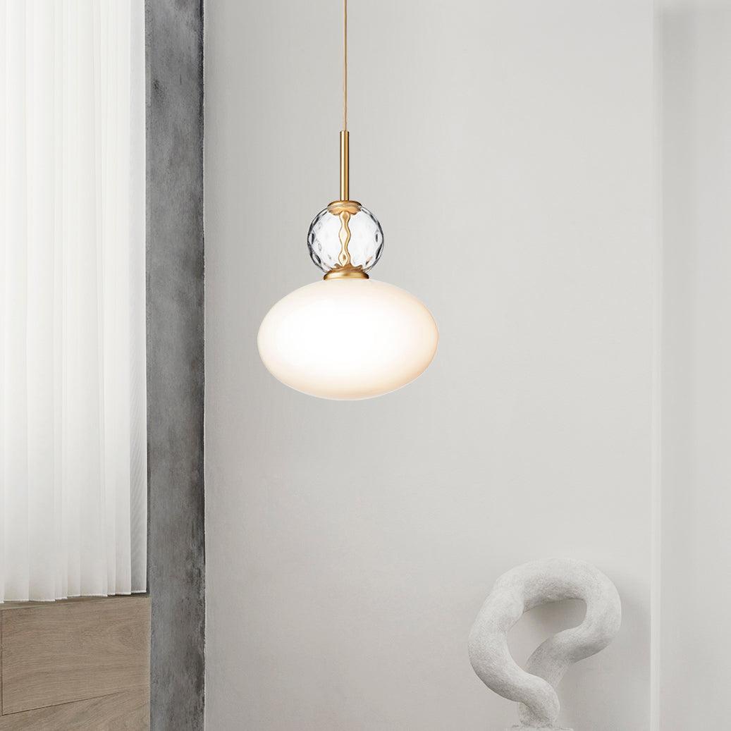 Integrated LED Brass and Glass Pendant Light