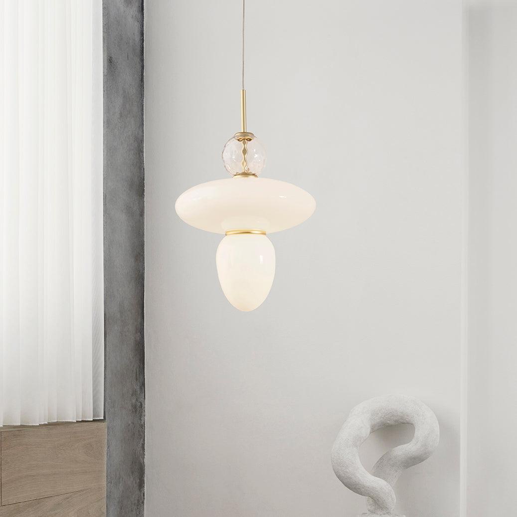 Integrated LED Brass and Glass Pendant Light