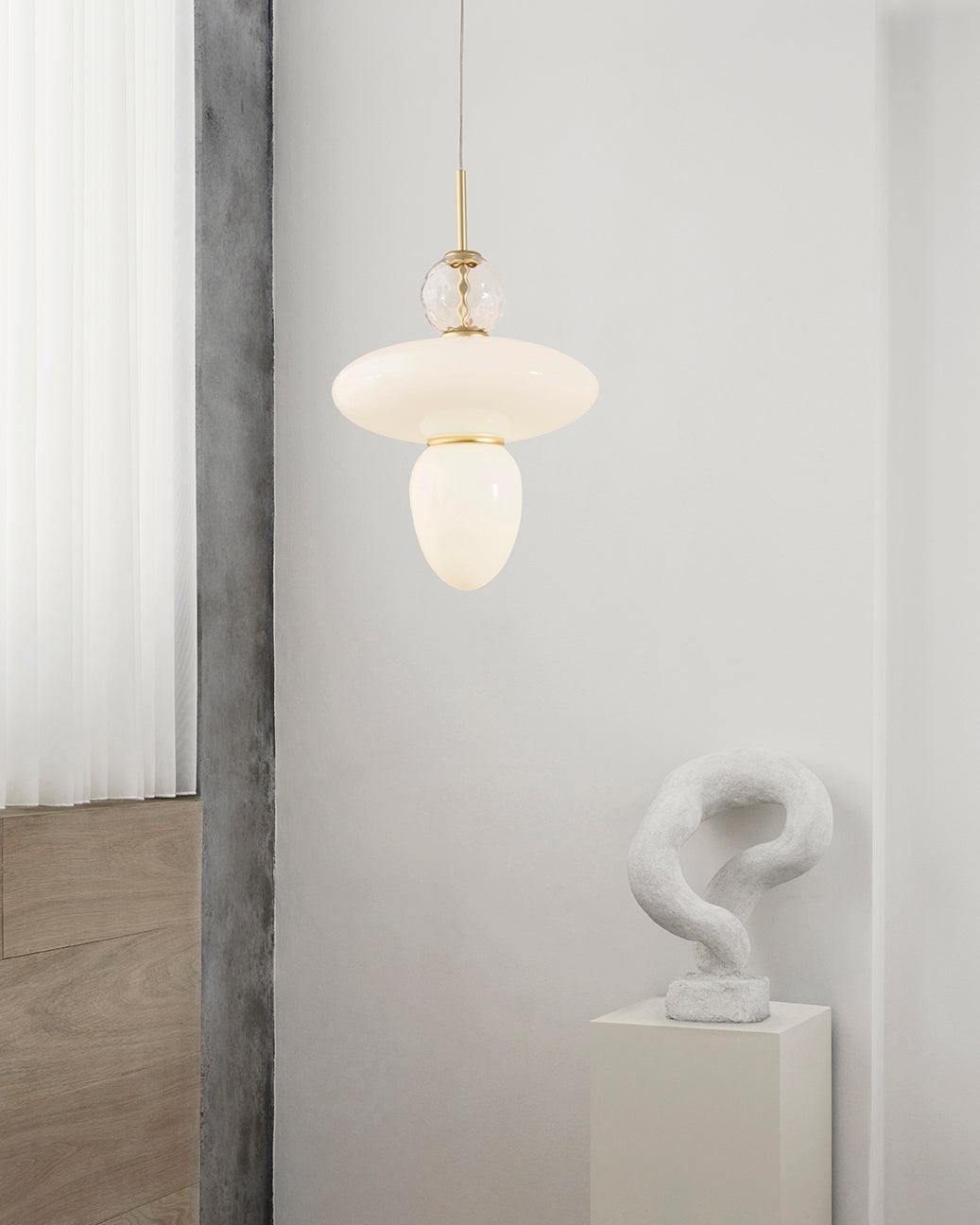 Integrated LED Brass and Glass Pendant Light