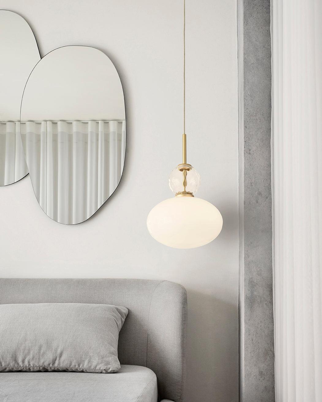 Integrated LED Brass and Glass Pendant Light