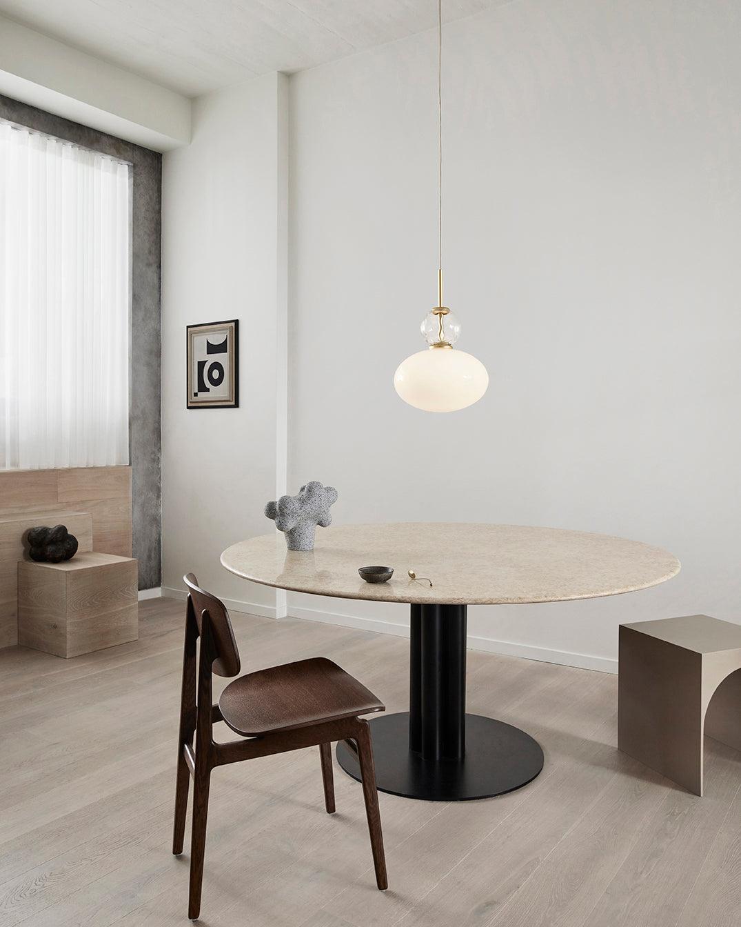 Integrated LED Brass and Glass Pendant Light
