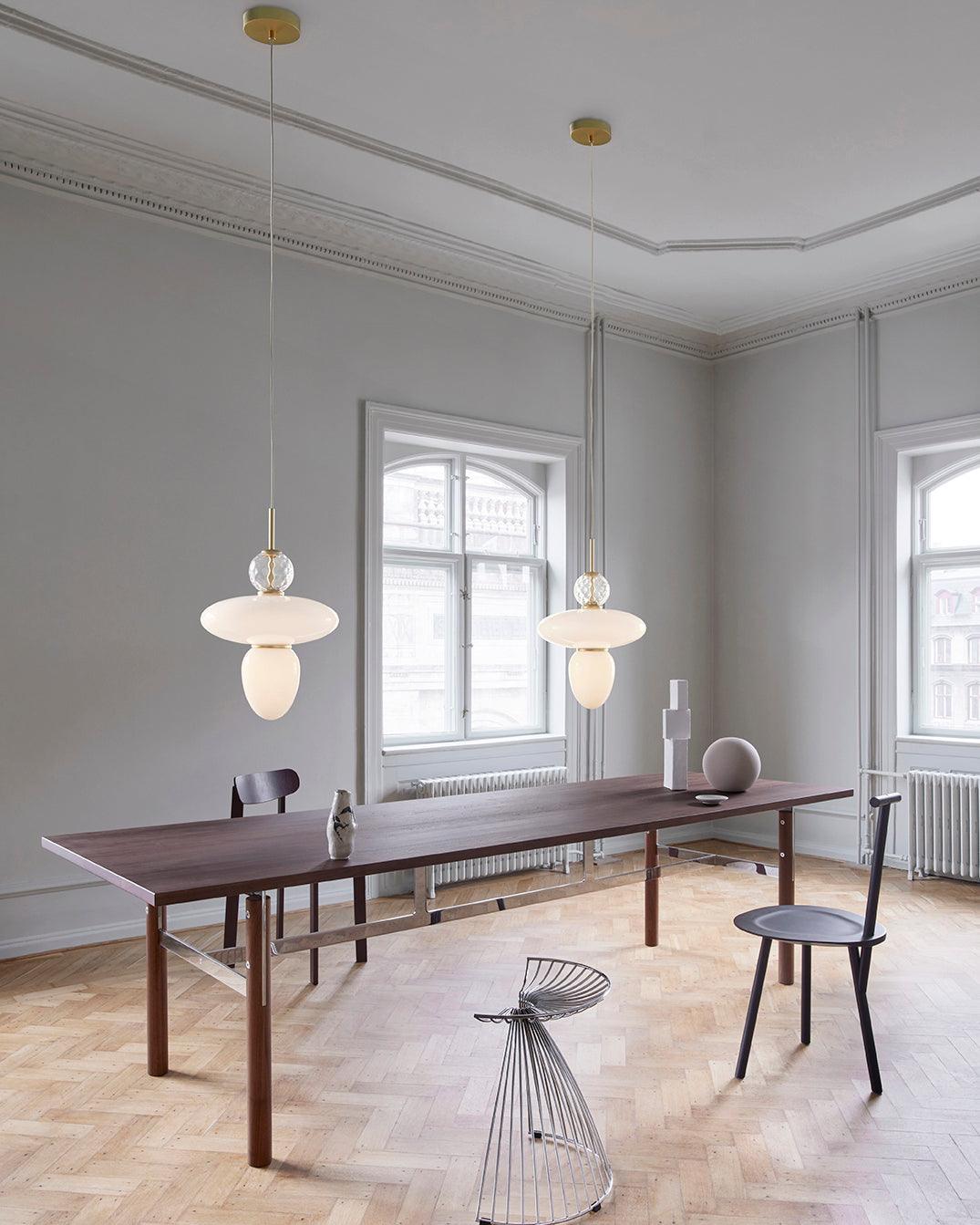 Integrated LED Brass and Glass Pendant Light