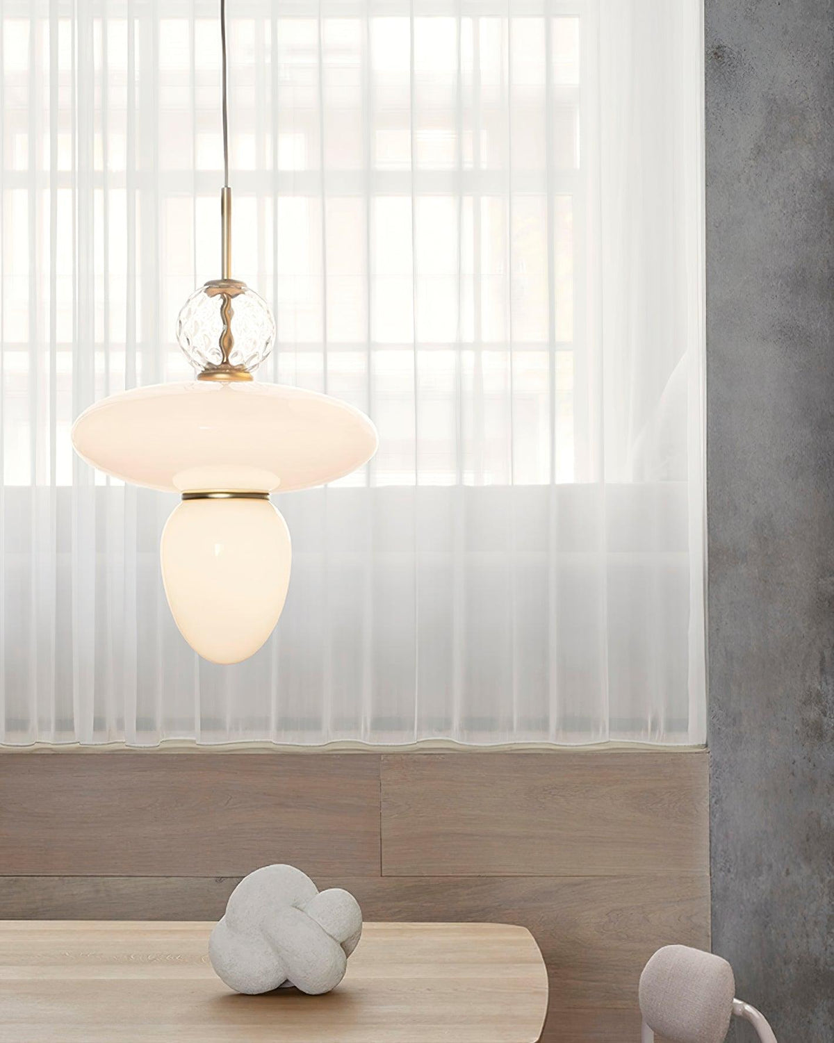 Integrated LED Brass and Glass Pendant Light