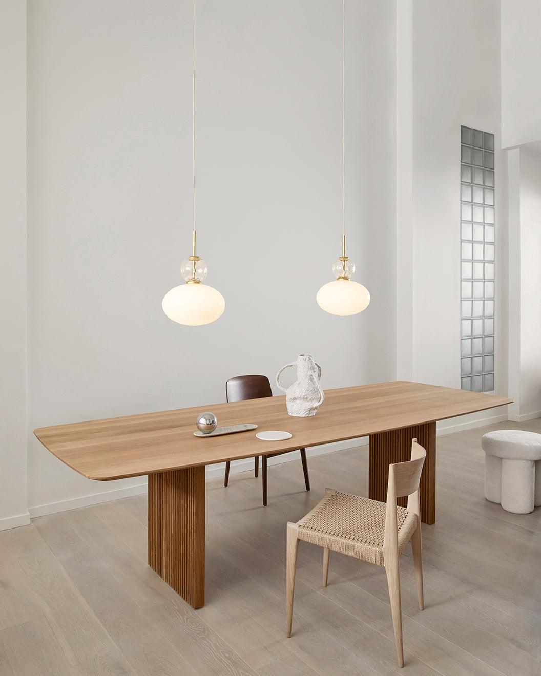 Integrated LED Brass and Glass Pendant Light