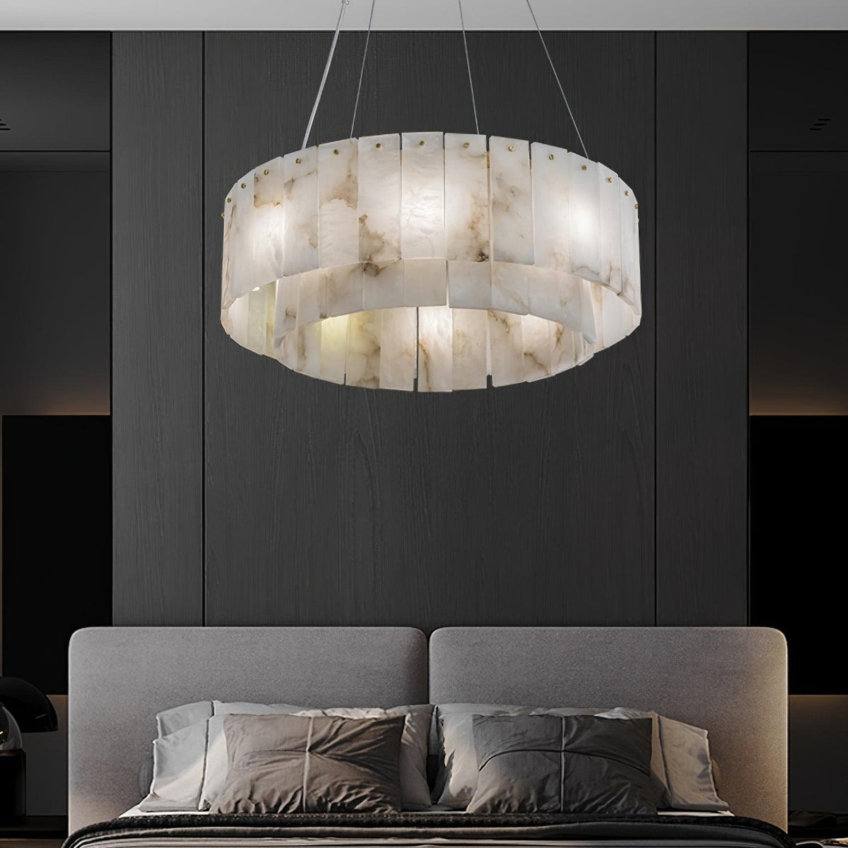 Warm Ambient Glow Alabaster Pendant Light