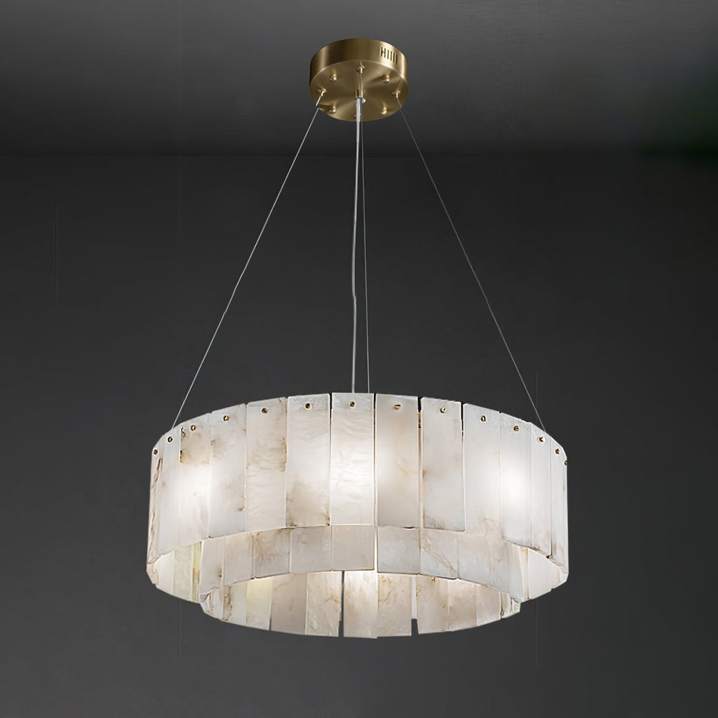 Warm Ambient Glow Alabaster Pendant Light