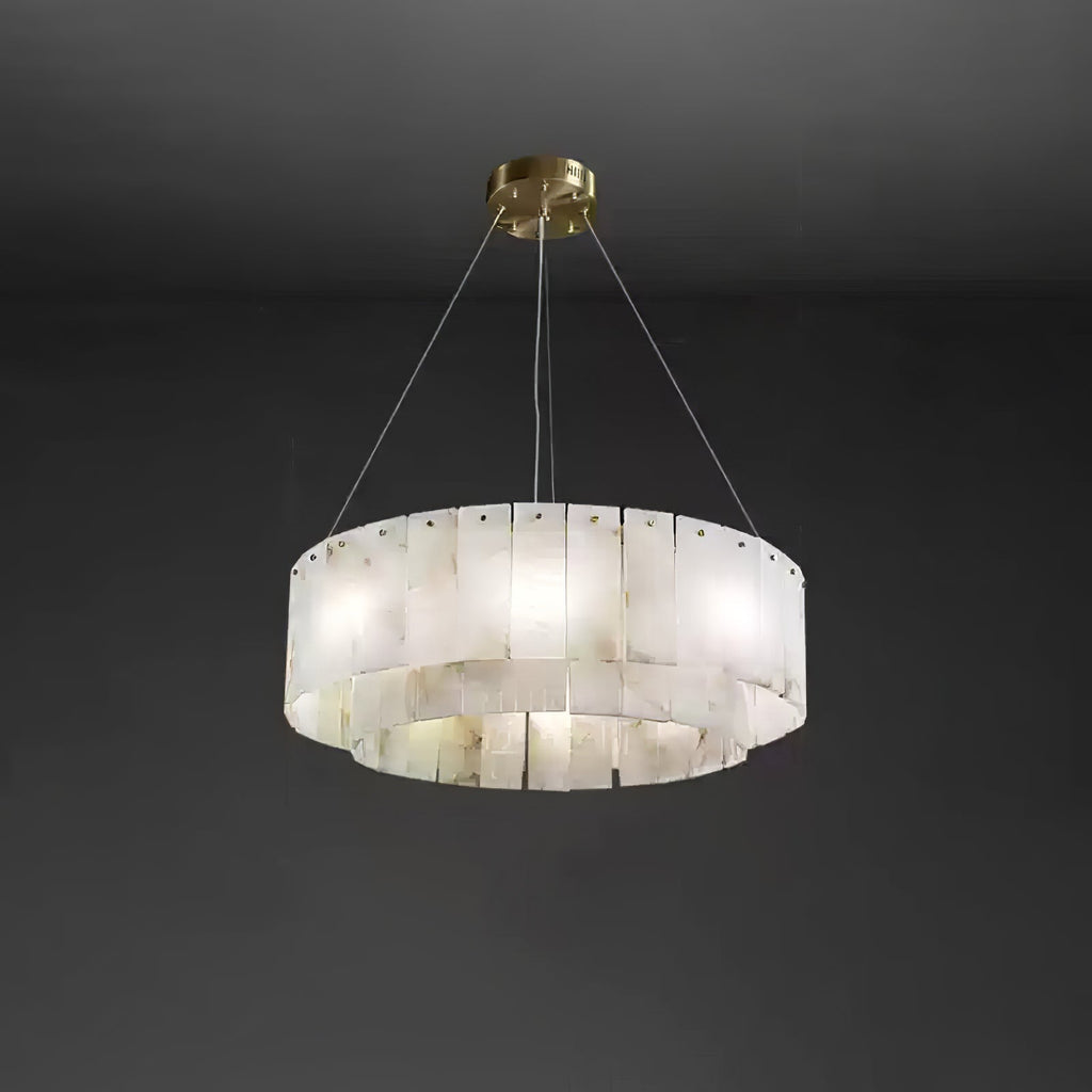Warm Ambient Glow Alabaster Pendant Light