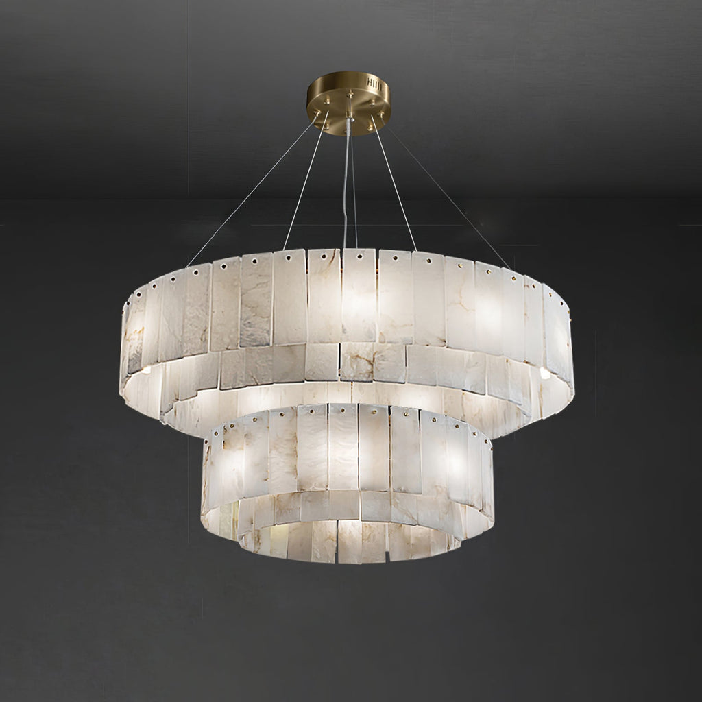 Warm Ambient Glow Alabaster Pendant Light