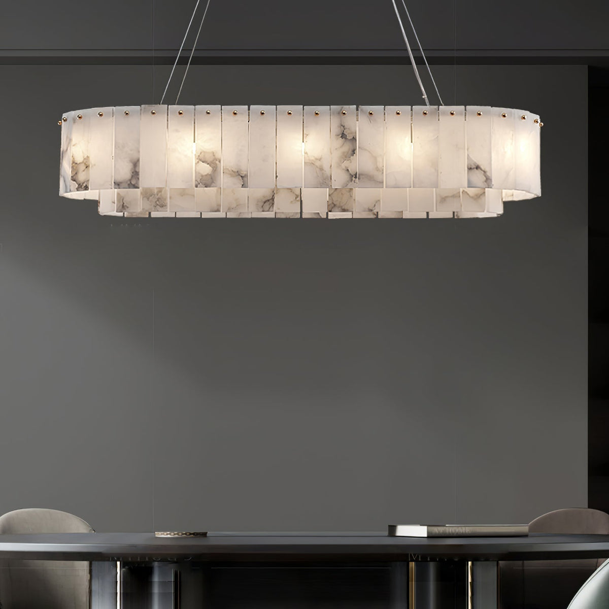 Warm Ambient Glow Alabaster Pendant Light