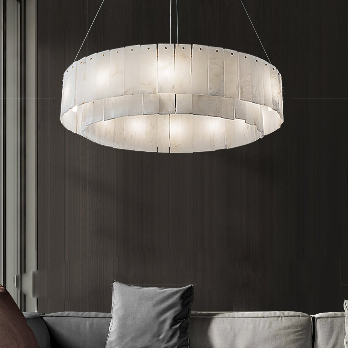Warm Ambient Glow Alabaster Pendant Light