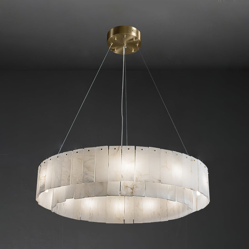 Warm Ambient Glow Alabaster Pendant Light