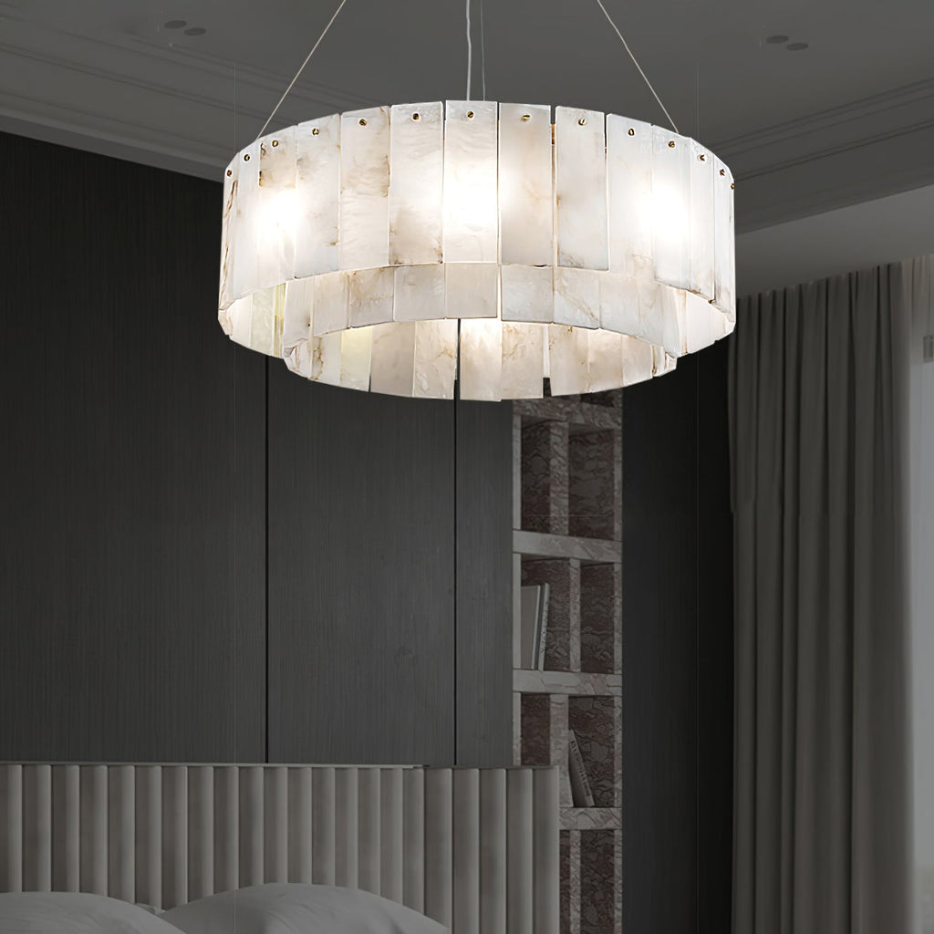 Warm Ambient Glow Alabaster Pendant Light