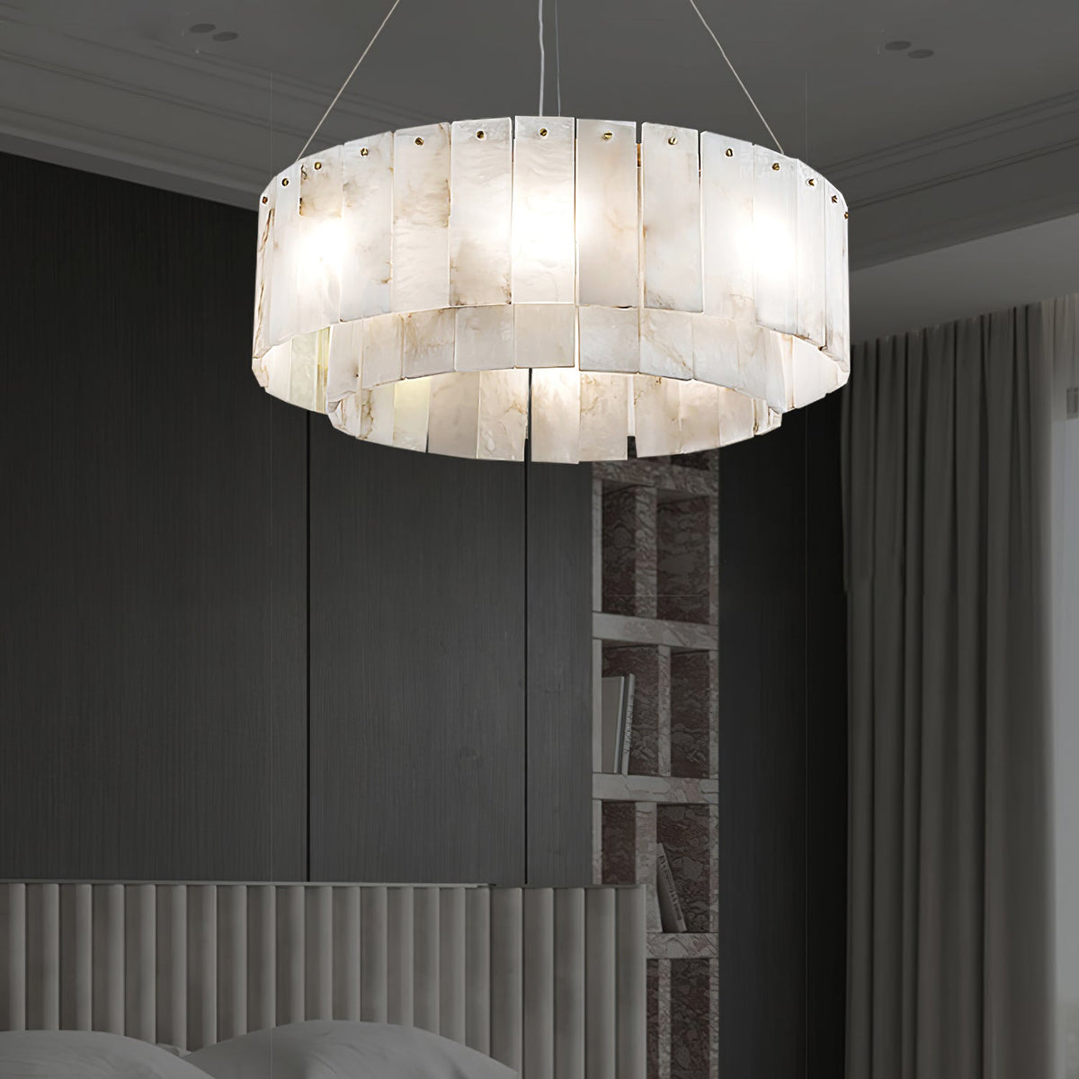 Warm Ambient Glow Alabaster Pendant Light