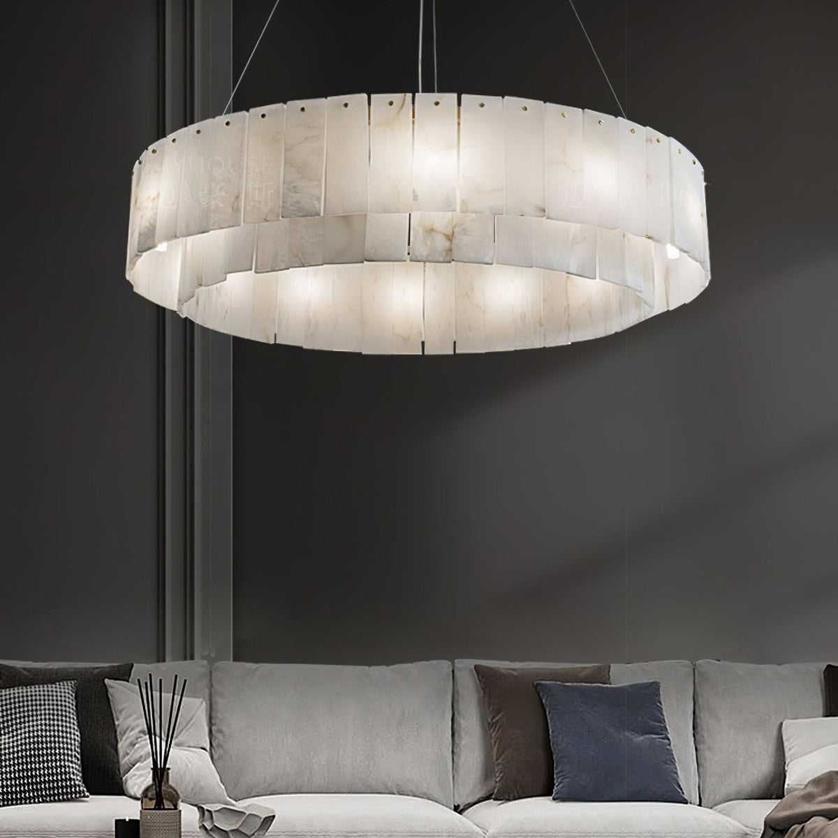 Warm Ambient Glow Alabaster Pendant Light