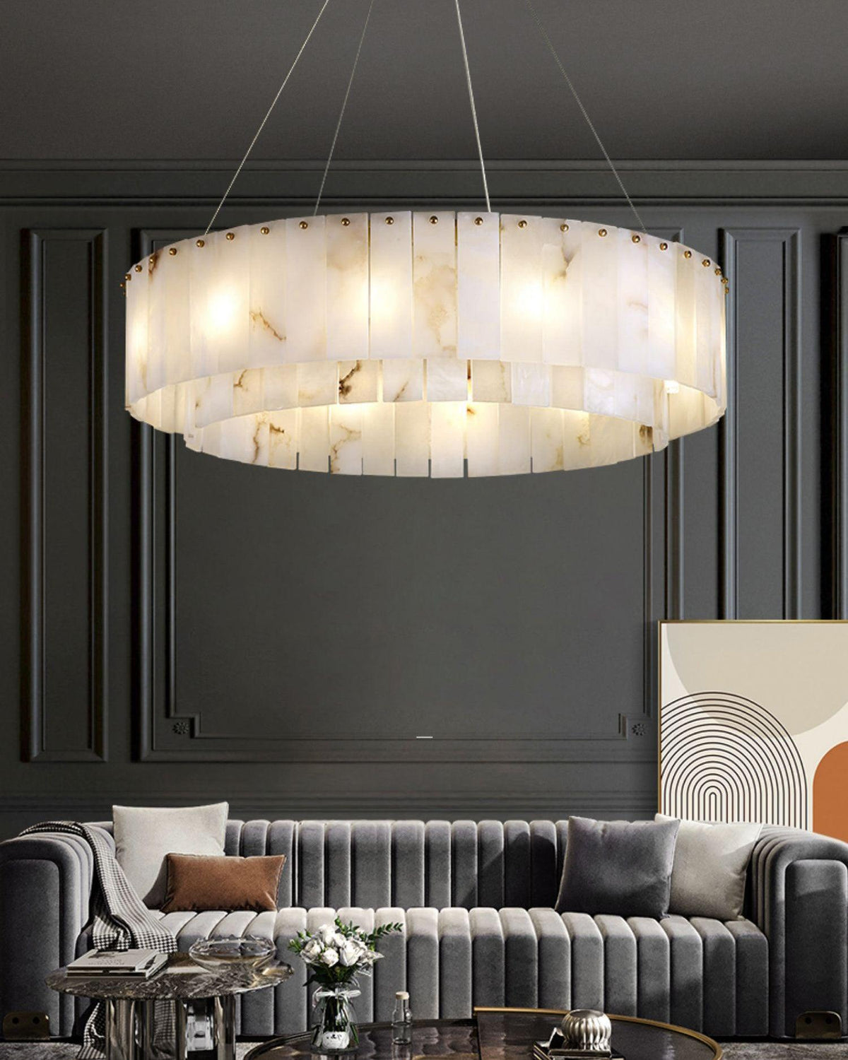Warm Ambient Glow Alabaster Pendant Light