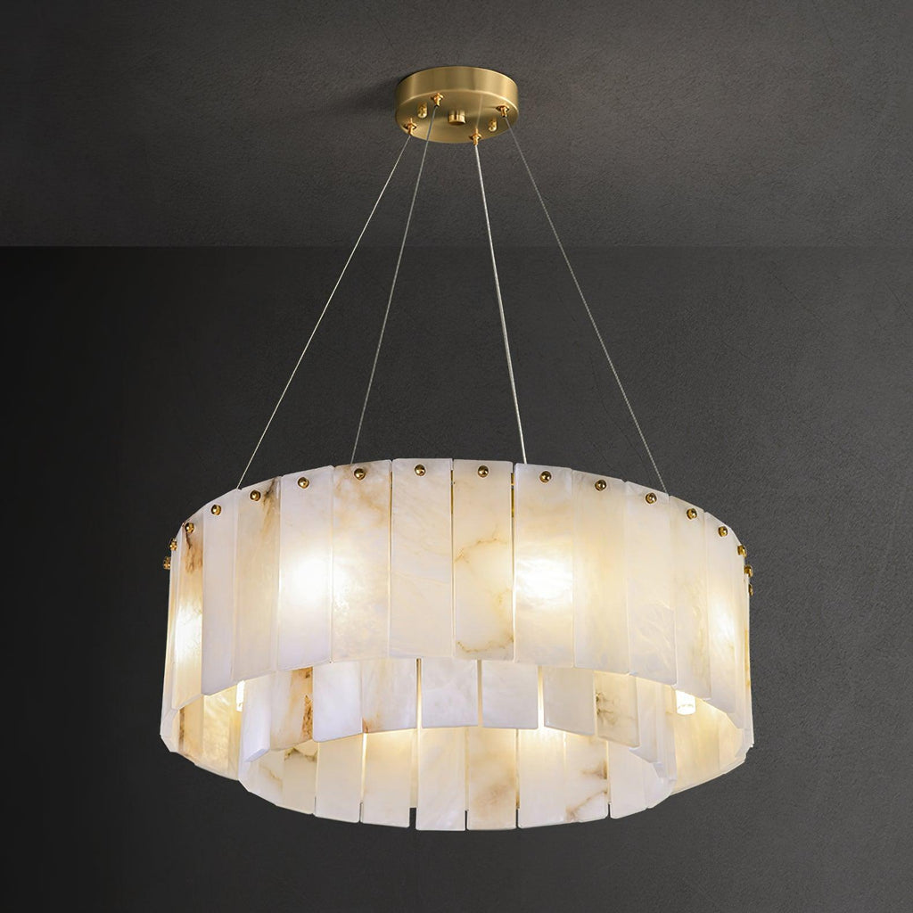Warm Ambient Glow Alabaster Pendant Light