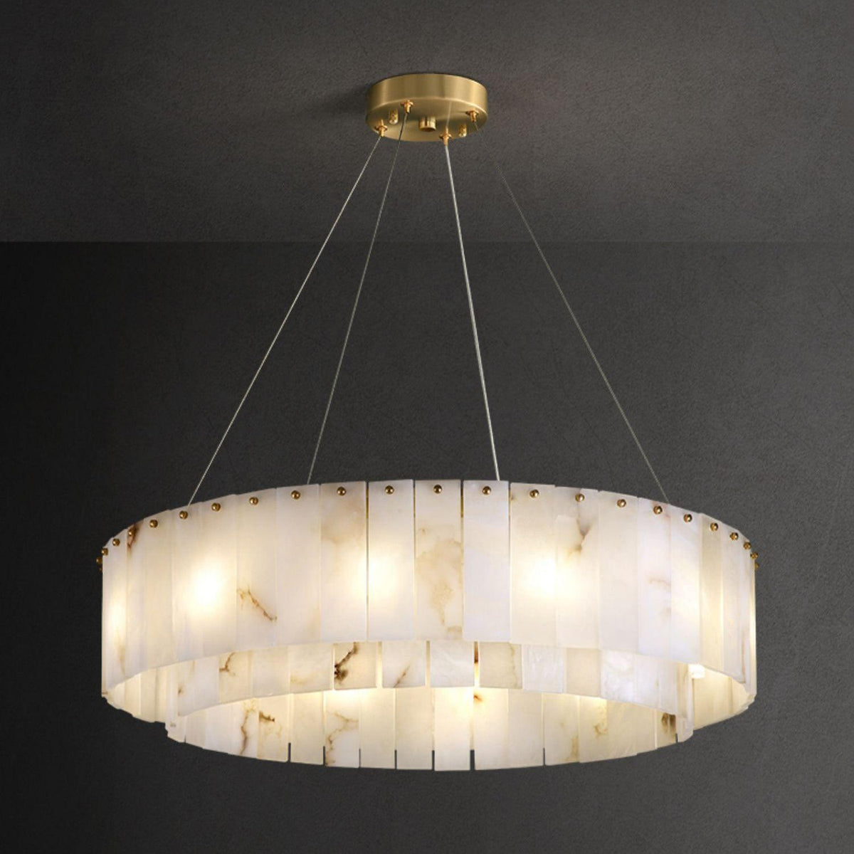 Warm Ambient Glow Alabaster Pendant Light