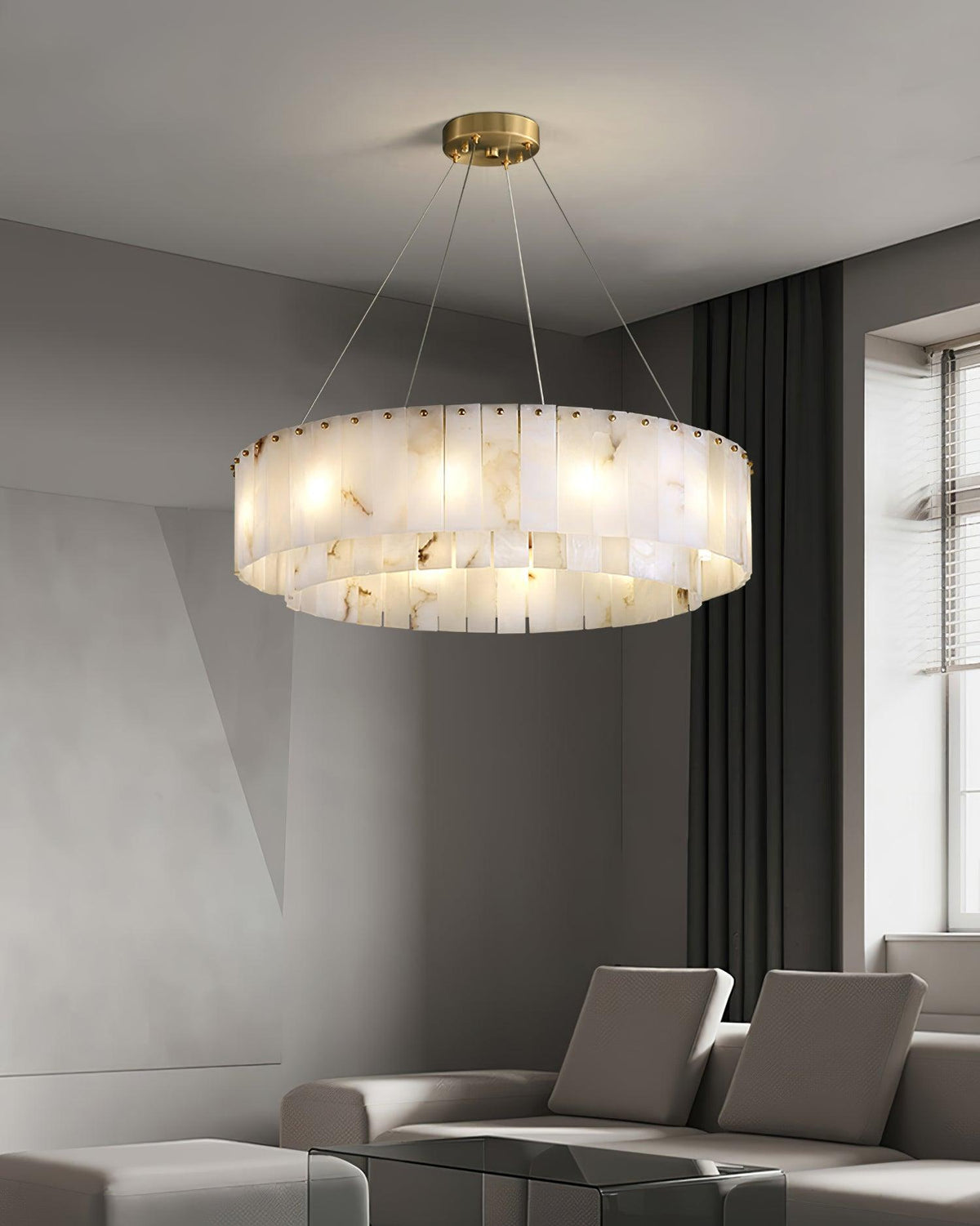 Warm Ambient Glow Alabaster Pendant Light