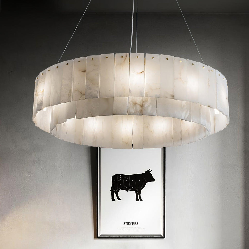Warm Ambient Glow Alabaster Pendant Light