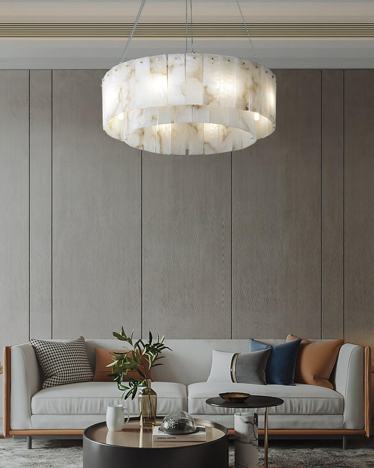 Warm Ambient Glow Alabaster Pendant Light