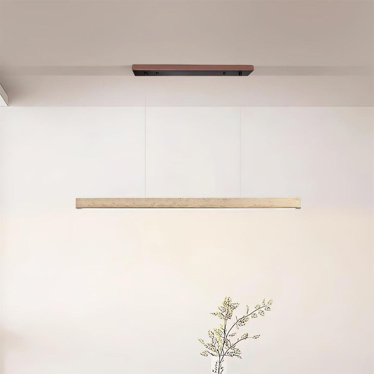 Pendant Lamp With Integrated LED Elegant Travertine Wood