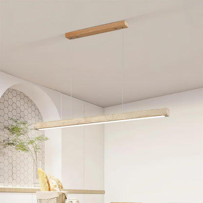 Pendant Lamp With Integrated LED Elegant Travertine Wood