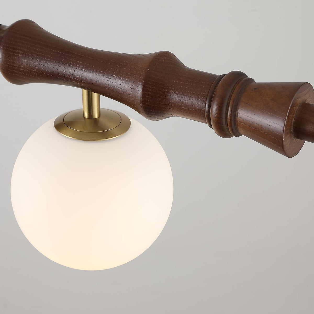 Adjustable Height Wooden Pendant Light With Glass Shade