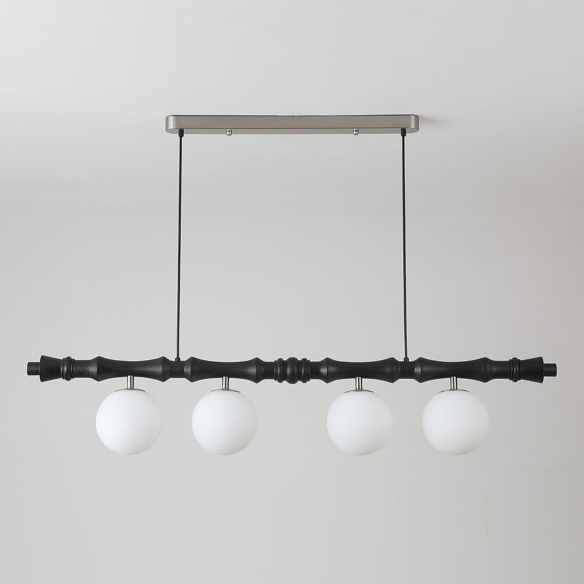Adjustable Height Wooden Pendant Light With Glass Shade