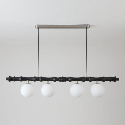 Adjustable Height Wooden Pendant Light With Glass Shade