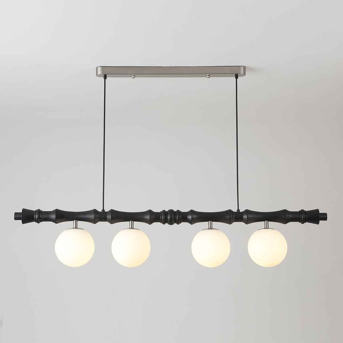 Adjustable Height Wooden Pendant Light With Glass Shade